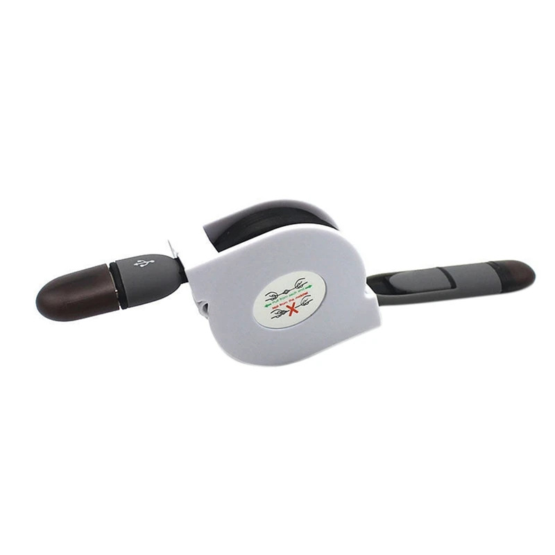 

2 In 1 Dual Retractable USB For Apple Interface Data Cable Charger For Android Iphone,Black #8
