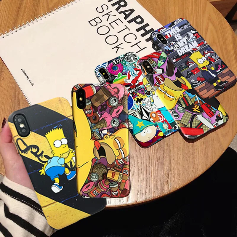 

Luxury US Street Phone Case For iPhone 6 6S 7 8 Plus Hot Cartoon Funny Boys Simpson For iPhone X XS MAX XR Soft Back Cover Coque