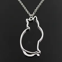 Hollow Cat Silhouette Chain Necklace