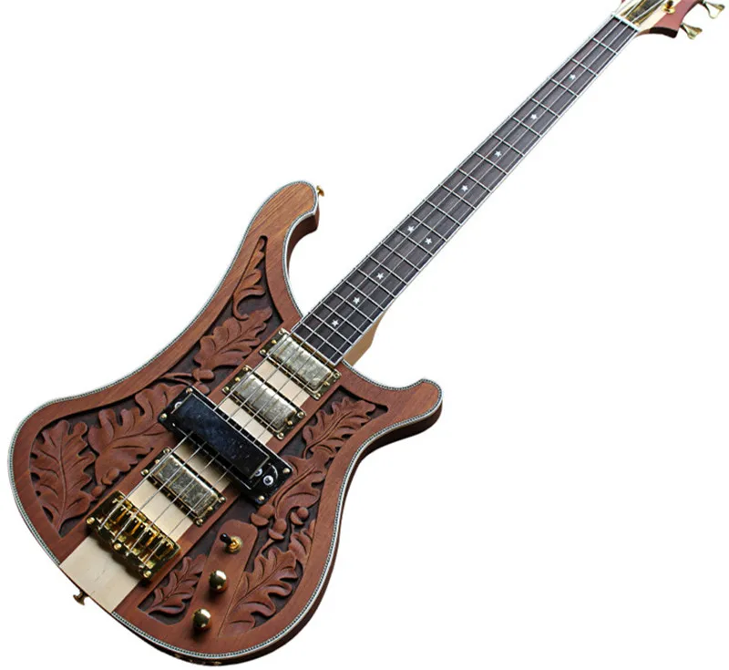 

Factory Red Brown 4-string Electric Bass Guitar with Rosewood Fingerboard, Hardwares,can be customized as to reqiurements.