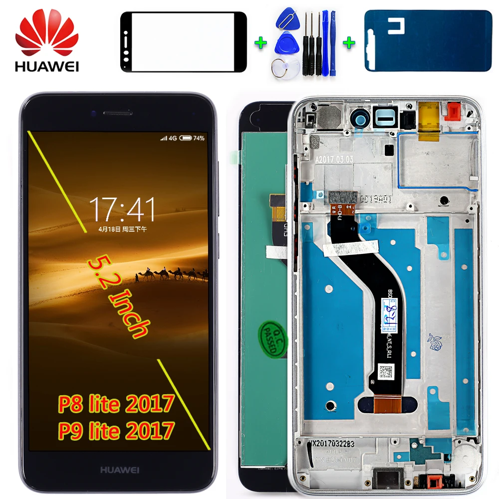 Huawei P8 lite ЖК-дисплей 5,2 дюймов сенсорный экран 1920*1080 дигитайзер сборка для huawei P9 lite рамка с бесплатными инструментами
