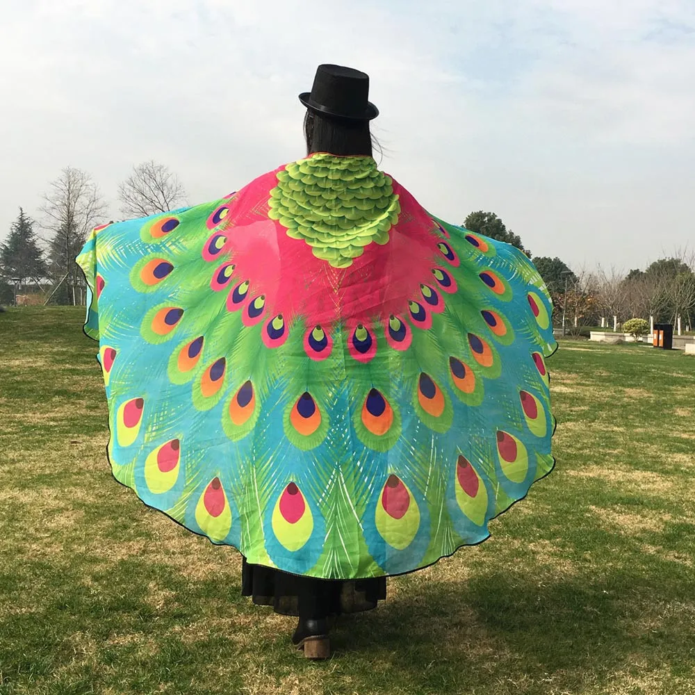 

Soft Fabric Peacock Wings Shawl Fairy Ladies Nymph Pixie Costume Accessory scarf women Soft Fabric Butterfly Wings feminino