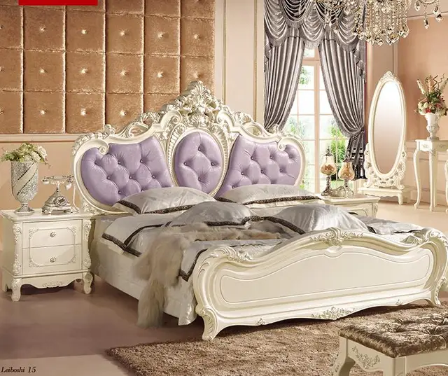 Korean Princess Bedroom Furniture Garden 1.8m Bed Room Four Door Wardrobe Dressing Table Stool