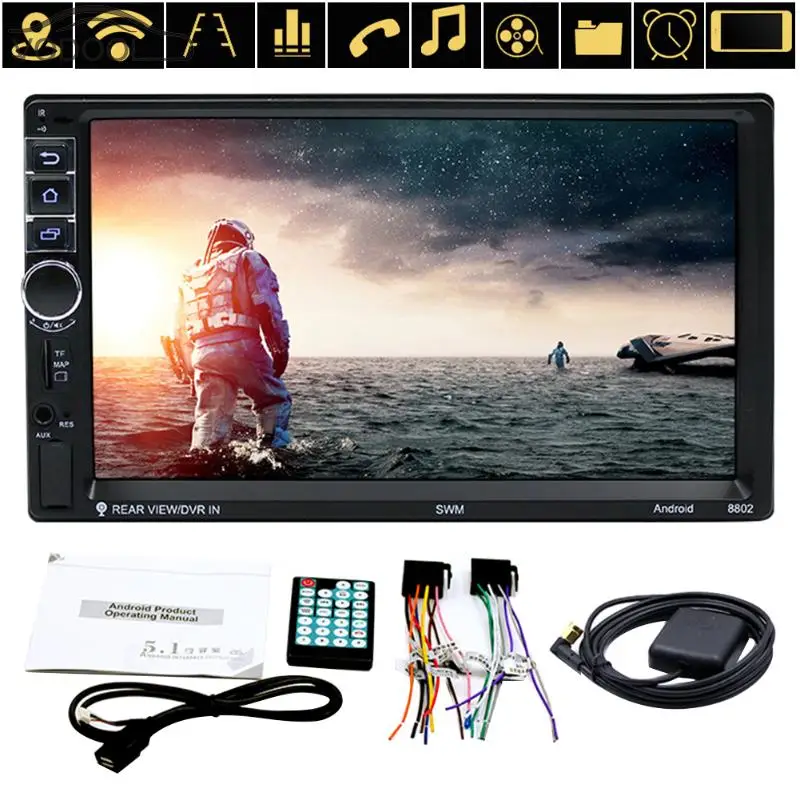 

7" 2 Din Touch Screen Car Stereo MP5 Player 4Core Android OS Bluetooth WIFI GPS Navigator Auto FM Radio Autoradio Mirror Link