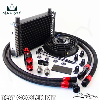 

13 Row Trust Oil Cooler Thermostat Sandwich Plate Kit +7" Electric Fan kit