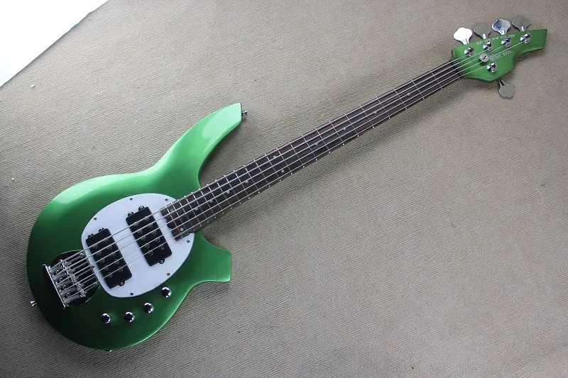 Metalic Green Custom Music Man Bass Bongo 5 Strings Electric Bass Guitar Musicman with active pickups 9V battery Free Shipping Metalic Green Custom Music Man Bass Bongo 5 Strings Electric Bass Guitar Musicman with active pickups 9V battery Free Shipping