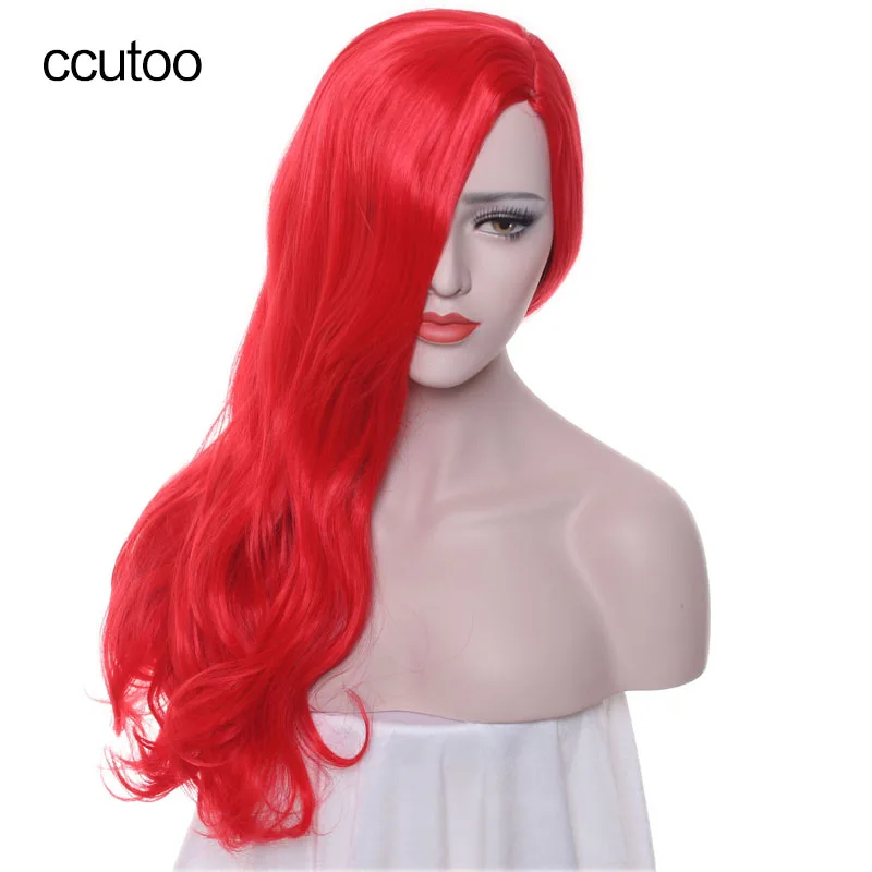 Ccutoo 65 см Джессика Кролик красная сторона пробор вьющиеся синтетические волосы косплей парик высокая температура волокна