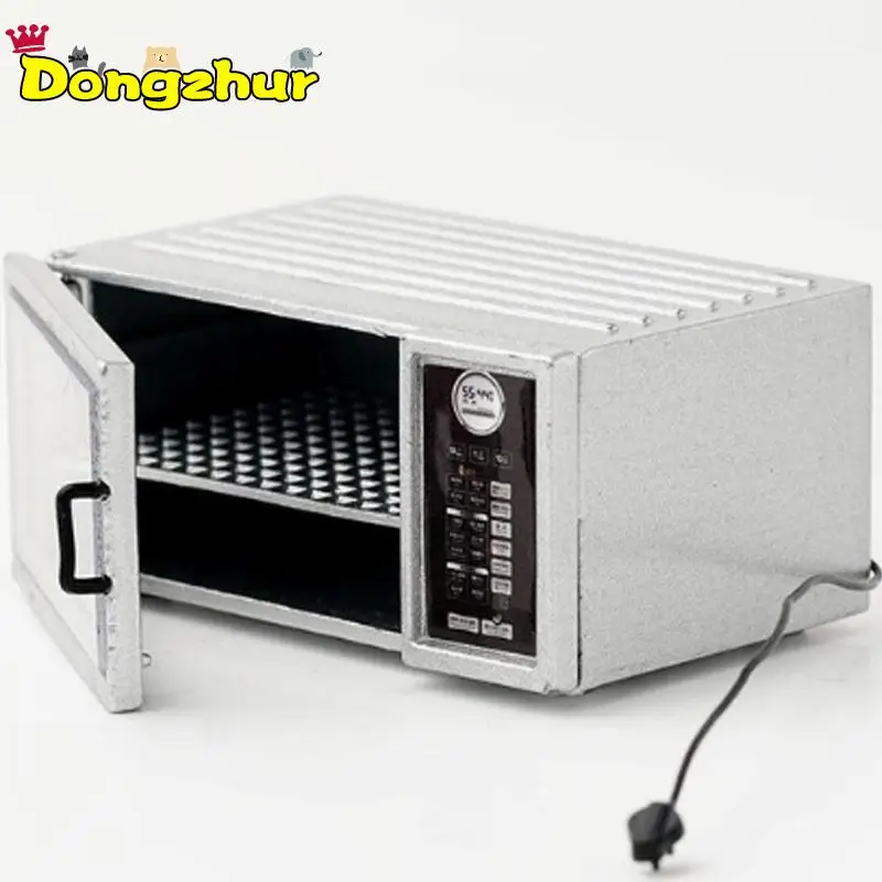 

1/12 Dollhouse Miniature Accessories Mini Metal Microwave Oven Simulation Kitchen Utensils Model Toy for Doll House Decoration