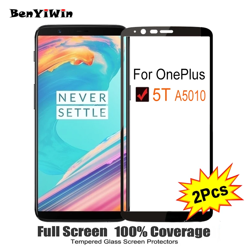 Закаленное стекло для Oneplus 5T 6 01 дюймов 9H 2 шт. защитное с полным покрытием OnePlus five T 1