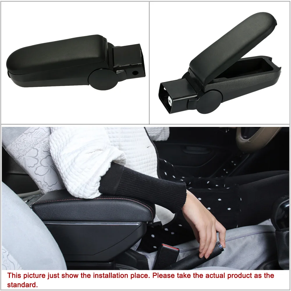 

Black Leather Armrest Center Console Cover Storage Box for VW Bora Golf Beetle 98-04