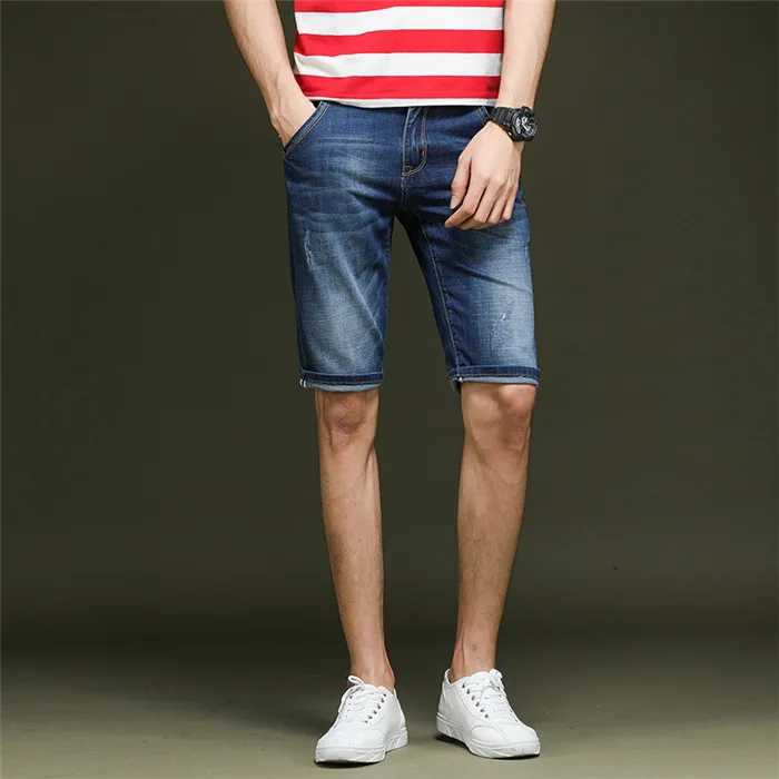 Мужская Летняя джинсовая брендовая одежда плюс размер 28-38 шорты мужские рваные короткие джинсы Прямые хлопковые шорты джинсовые Бермуды шорты, T6803