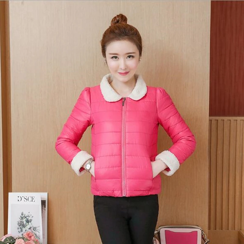 

Woman Parka Short Autumn Winter 2019 Light & Soft Lambswool Turn Down Collar Jacket Coat Sweet Casual Thin Parkas Outwear Ladies