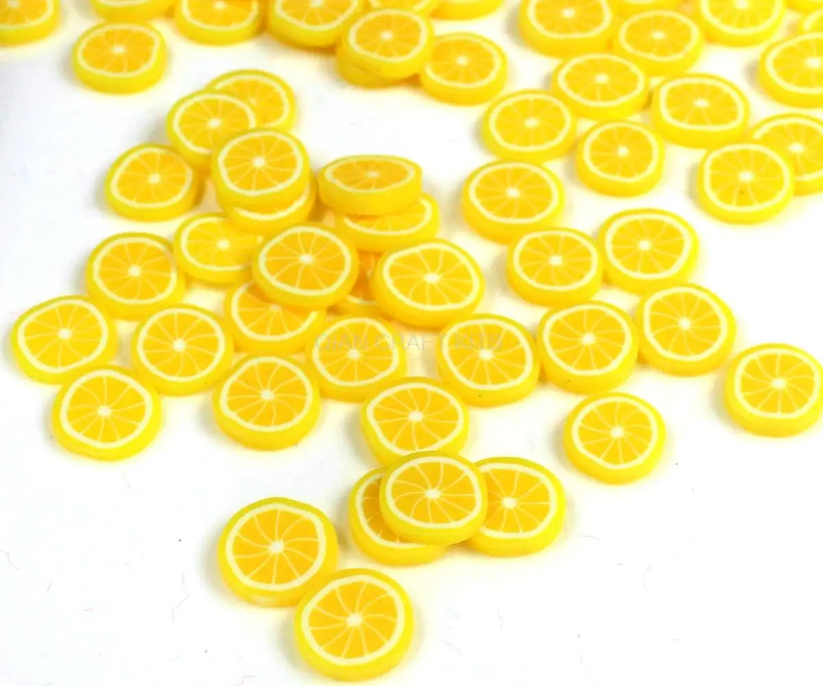 500pcs Lemon Polymer Clay Fruit Fimo Cane Slices10mmn Decoden Sweets
