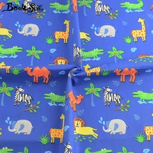 Booksew Telas лоскутное шитье Tissu материал хлопок саржа синяя стеганая ткань метр печатная мультяшная животные ткань Tecido