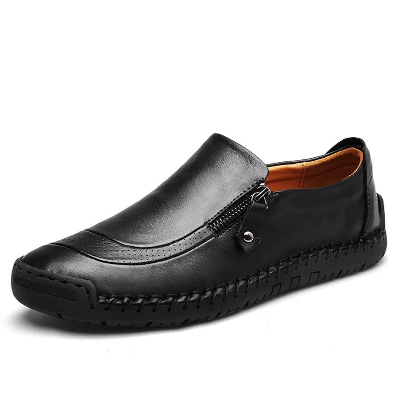 Vancat/; кожаные лоферы ручной работы; Мужская обувь; модная мужская обувь на плоской подошве; изысканный дизайн; нескользящая удобная мужская повседневная обувь - Цвет: black