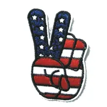 2Pcs PEACE FINGERS USA FLAG American Motorcycle New Biker Vest Nice Clothing Jacket Shirt DIY Embroidered Patch