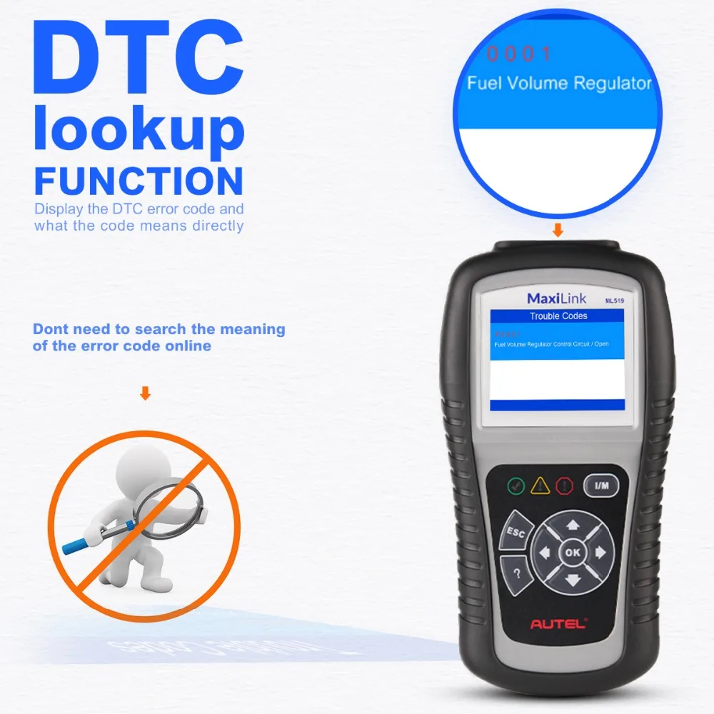 Autel AutoLink ML519 OBD2 сканер улучшенный режим 6 автомобильный считыватель кодов