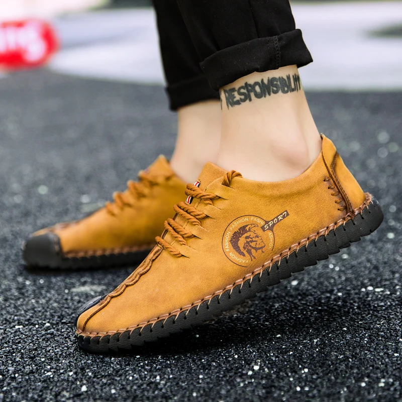 

2018 New Comfortable Big size 38-48 Casual Shoes Loafers Men Shoes Quality Split Leather Shoes Men Flats Moccasins Shoes Hot