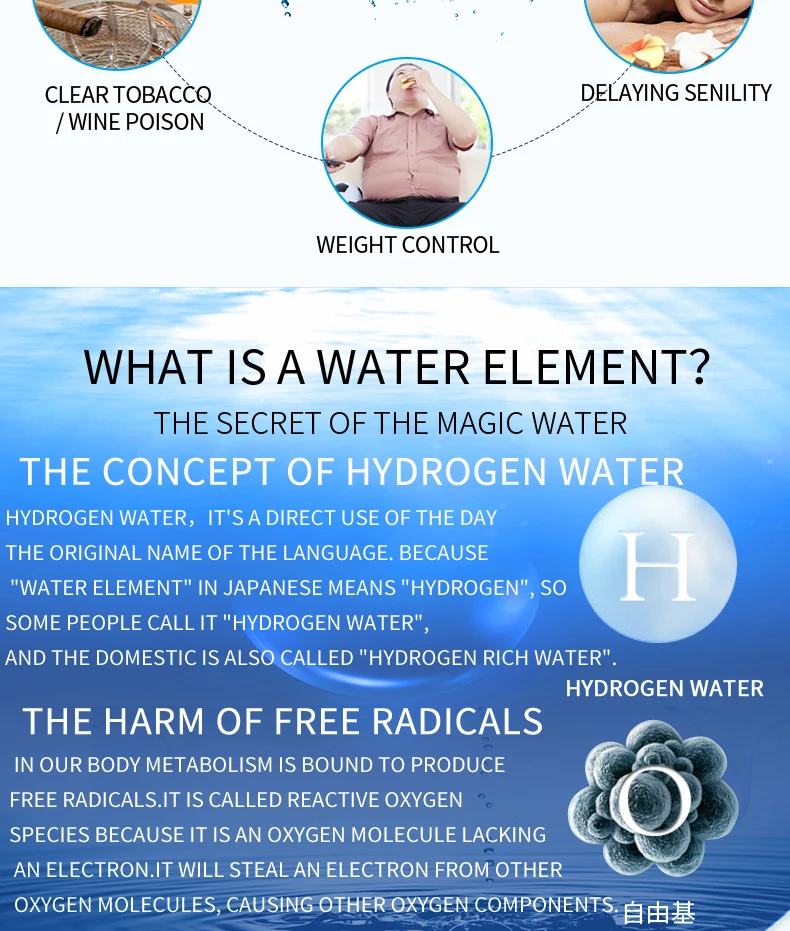 SPE/PEM водород богатый генератор бутылка с ионизатором воды Seperate H2 и O2 высокий чистый водород ПЭТ здоровый стаканчик 420 мл