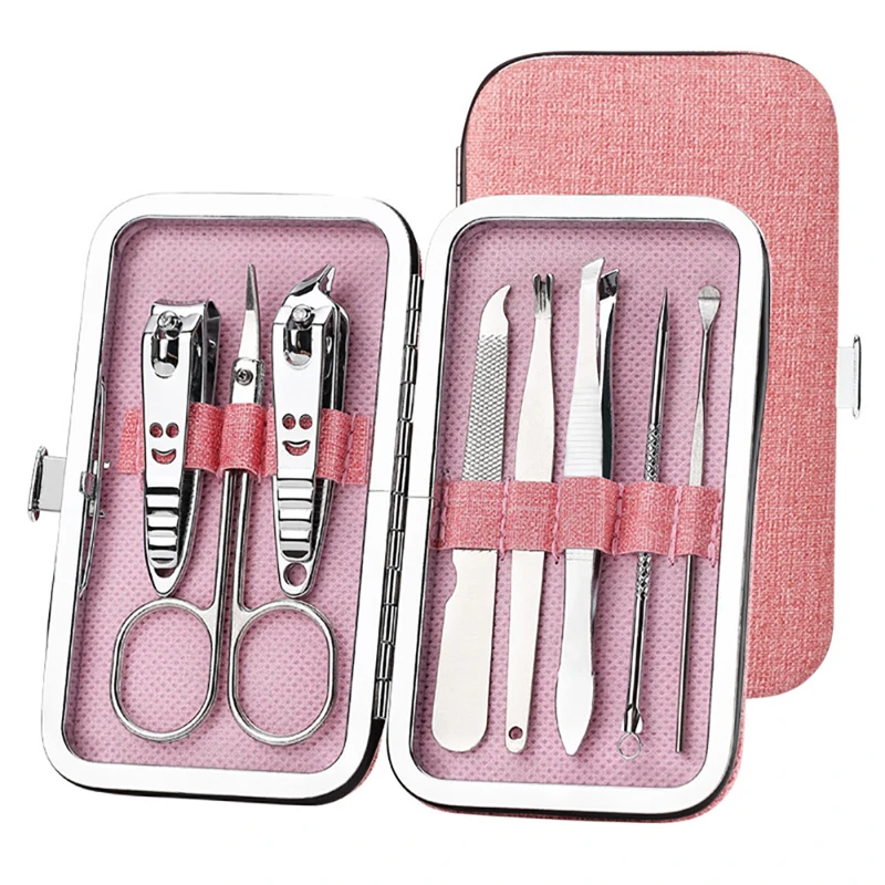 8Pcs Stainless Steel Nail Clippers Scissors Suit Set Kits Manicure