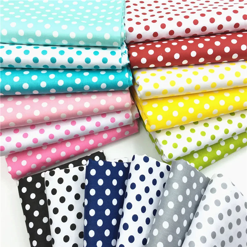 

Pretty Candy Color Polka Dot Printed Pure Trill Dot Cotton Fabric For DIY Sewing Baby Cloth Bedding Quilting Decoration