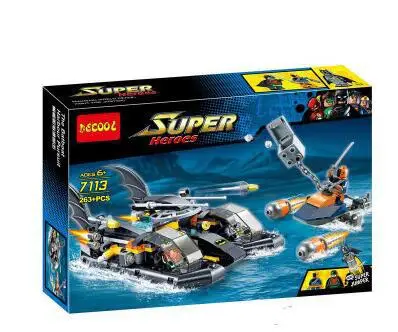 

263 piezas super heroes Batman la pelicula La batlancha Puerto busqueda asalto MODELO DE 7113 bloques de construccion regalos co