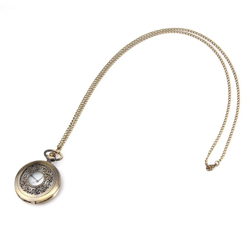 

Pocket Bronze Vintage Quartz Watch With Chain Unisex Watch