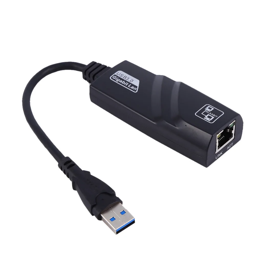 USB 3,0 к RJ45 Gigabit Ethernet RJ45 LAN(10/100/1000) Мбит/с сетевой адаптер Ethernet Сетевая карта для ПК ноутбука - Цвет: black