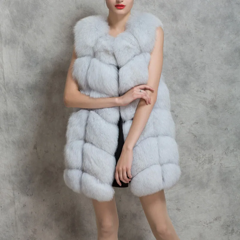 Зимний меховой жилет для женщин Элегантный Повседневный тонкий жилет без рукавов из искусственного лисьего меха зимняя куртка для женщин casaco feminino