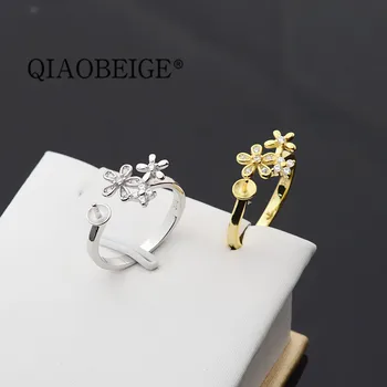 

QIAOBEIGE DIY accessories pearl jade accessories S925 sterling silver pearl ring birthday gift new products white color