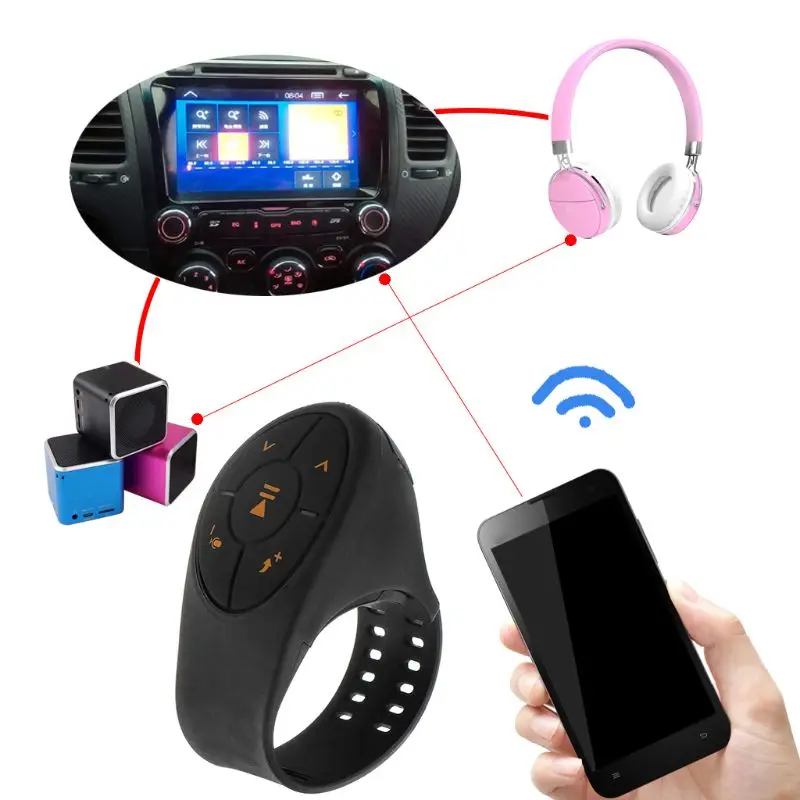 

Bluetooth Remote Control Multi-Key Receiver Car Steering Wheel Wireless Button Controller Portable Media Music Audio Adapter