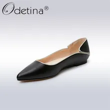 Odetina/ г. Новые модные женские туфли из натуральной кожи с острым носком на плоской подошве Удобные женские балетки на плоской подошве без застежки, большие размеры 32-42