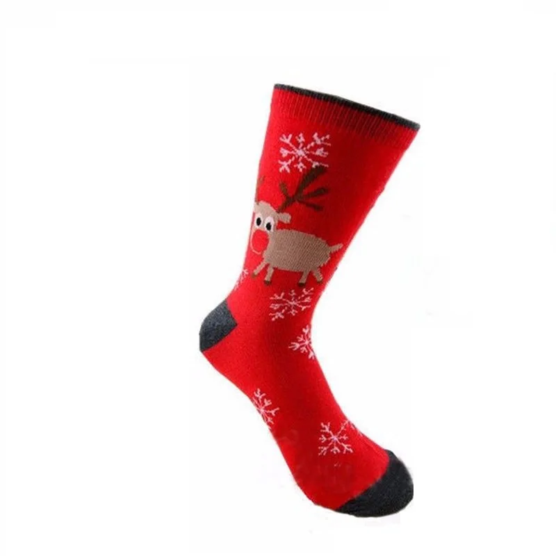 Мужские Женские рождественские хлопковые носки Санта Снеговик снежинка носки наполнитель