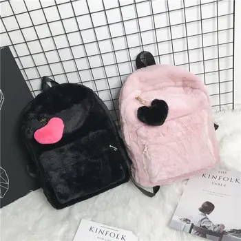 

backpack women girls Schoolbag school students bookbag plush love shoulder bag soft small fresh woman bag