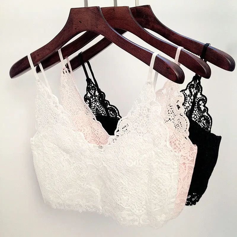 Женский кружевной топ топики на тонких бретельках L001 2018|lace bralet|crop top tankstrap women |