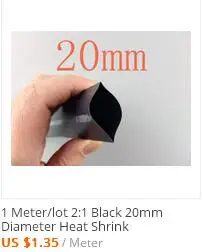 1 м/лот 2:1 Черный цвет; 40 мм Диаметр термоусадочные