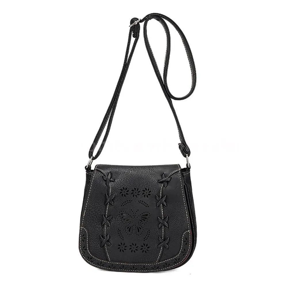 Women Leather Shoulder Bag Boho Purse Messenger Ladies Crossbody Handbag Black-in Top-Handle ...