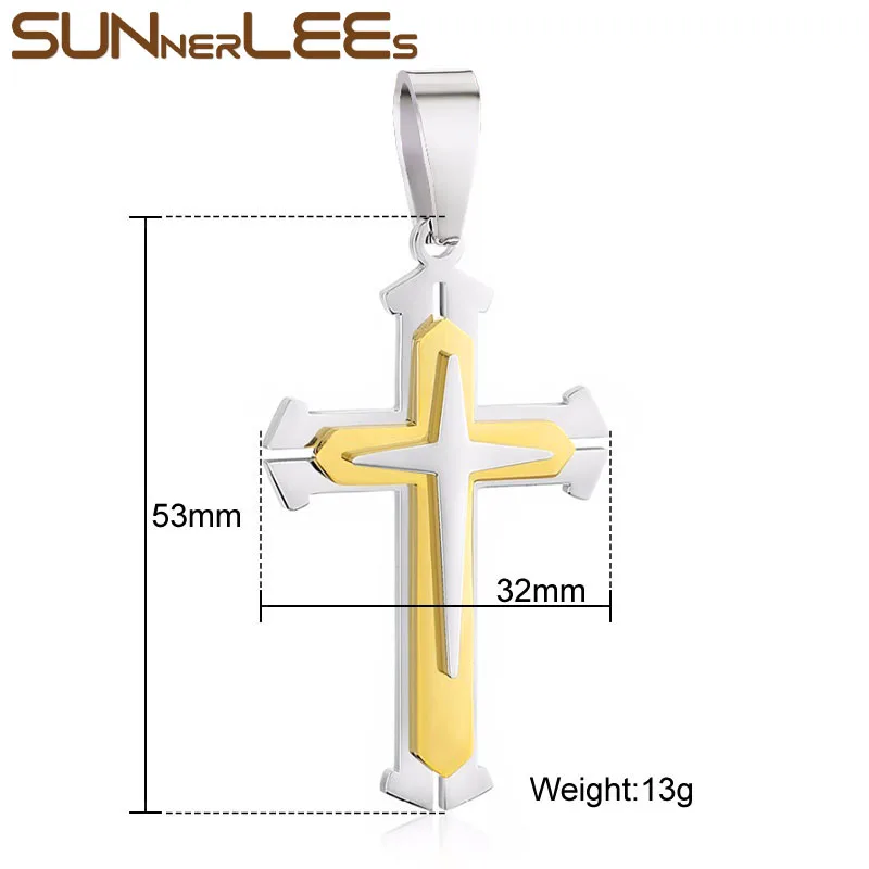Подвеска с крестом Иисуса Христа из нержавеющей стали|chain gold|link chaincross pendant necklace |