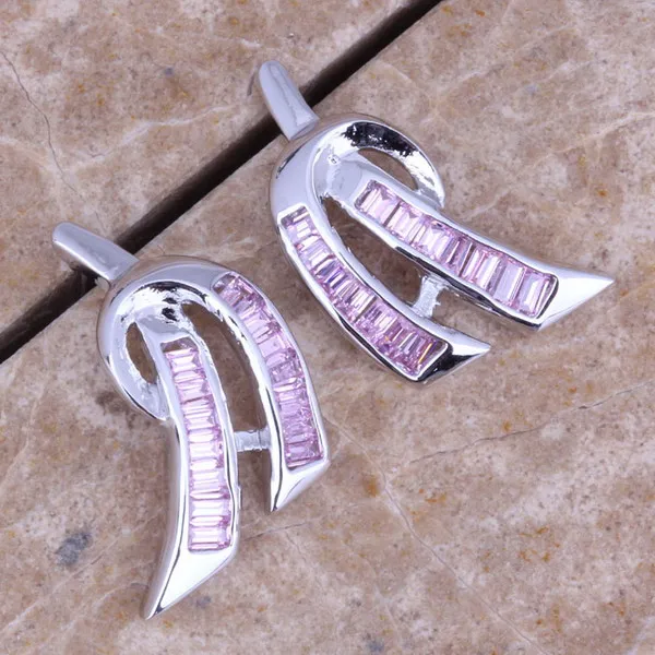 Pink Cubic Zirconia Silver Plated Fashion Stud Earrings Party N1014 | Украшения и аксессуары