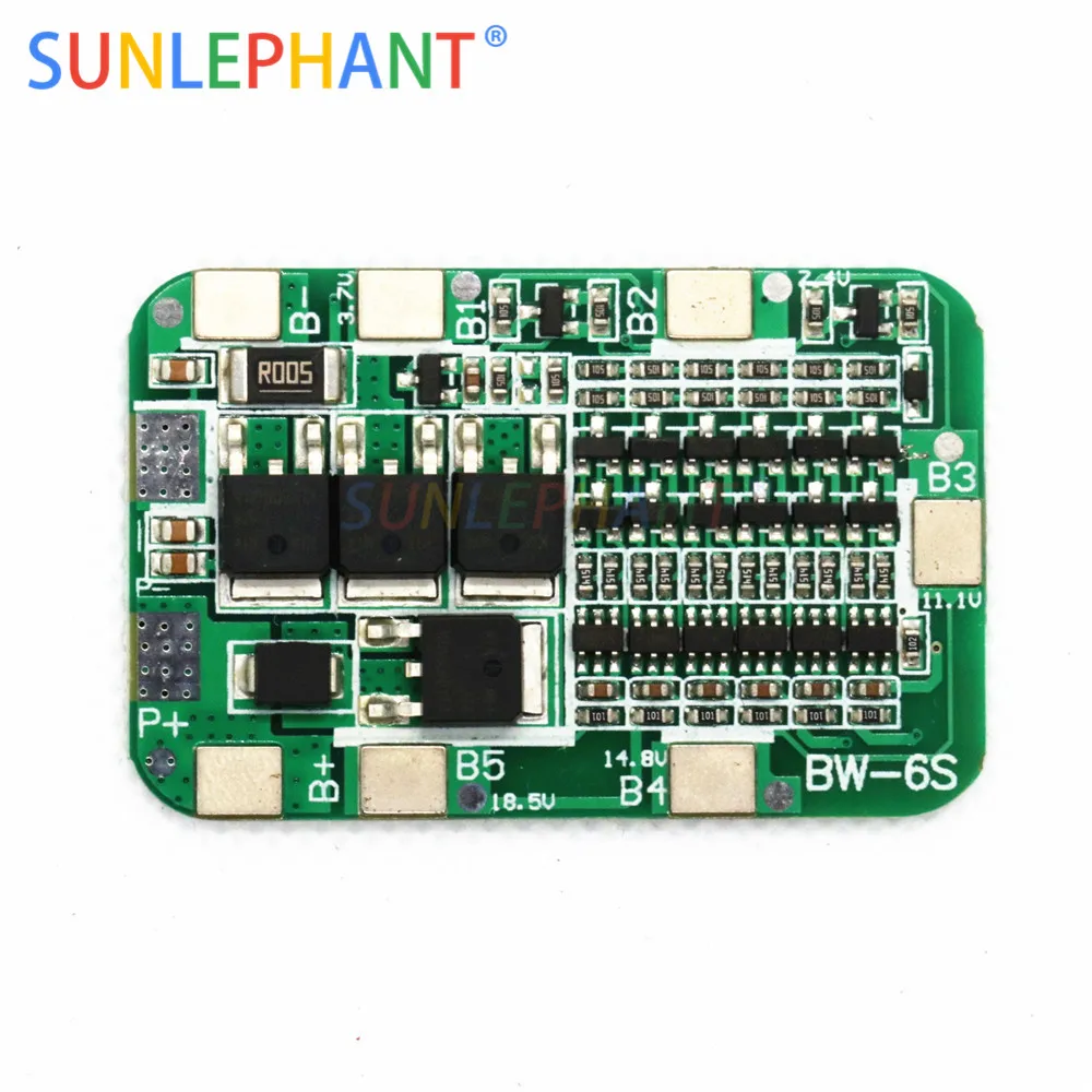 Плата защиты PCB BMS 6S 15A 24V для 6 упаковок 18650 литий ионный аккумулятор|Интегральные