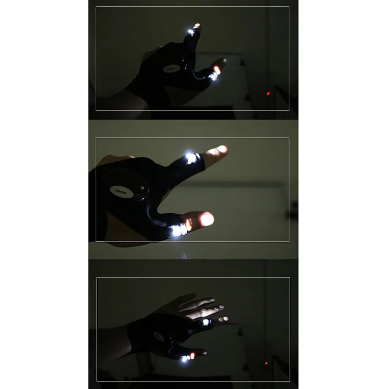 Рыболовный волшебный светодиодный светильник перчатки без пальцев для ремонта автомобиля походные лампы для кемпинга светящиеся перчатки вечерние светящиеся перчатки