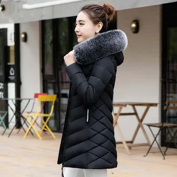

Winter Solid color Warm Hooded Long sleeve Women's Cotton Coat 2020 New Casual Elegant Temperament Women Cotton Jacket NUW196
