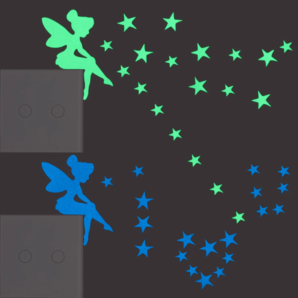 Novelty Luminous Fairy Switch Sticker Glow in the Dark Stars Home Decor