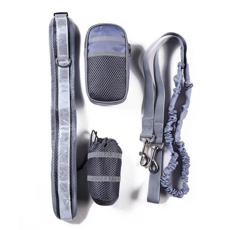 

Hand Free Elastic Dog Leash Set Harness Adjustable Padded Waist Reflective Running Jogging Walking Pet Lead Belt With Pouch Bags