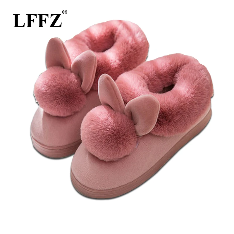 Новинка 2018 Симпатичные мягкие домашние тапочки LFFZ с кроличьими ушками хлопковые
