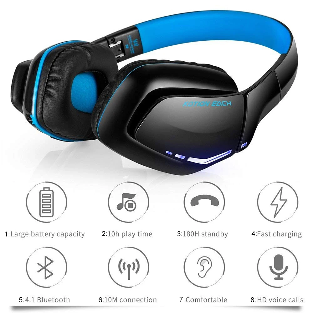 KOTION EACH B3506 Bluetooth наушники Беспроводная игровая гарнитура складная гарнитура V4.1 с микрофоном для телефона PS4 ПК Компьютеры