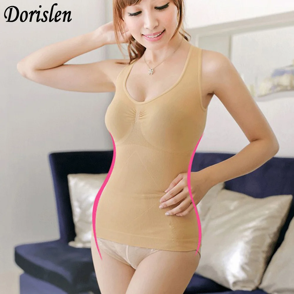 

Dorislen Body Make Cami Slimming Body Shaper Women Belly Vest Black/Beige 50pcs