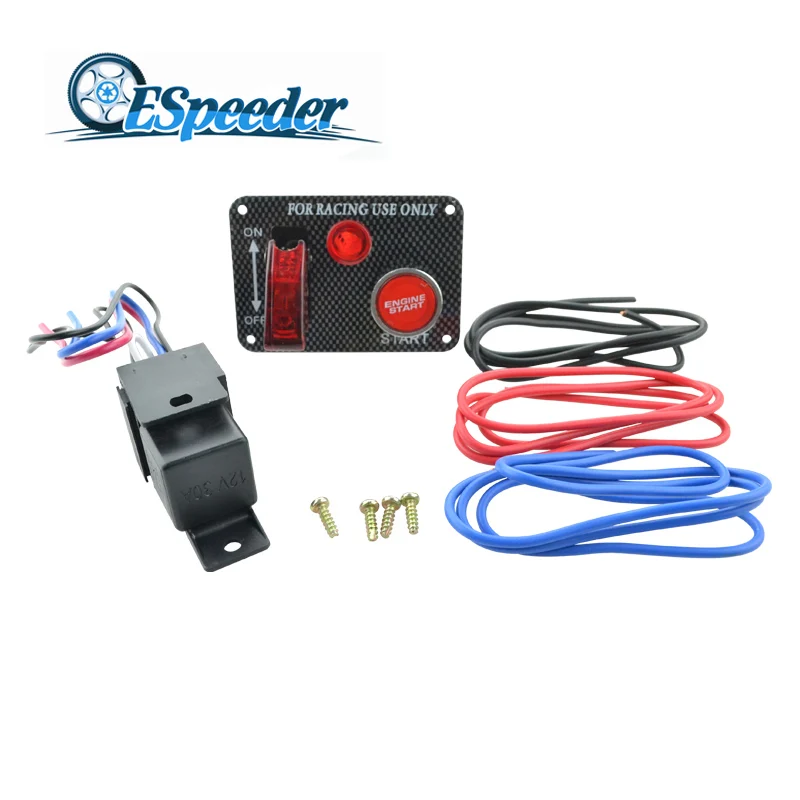 

ESPEEDER Auto Racing Switch Panels Red Cover Toggle Switch 12V 20A Racing Ignition Switch Panel Engine Start