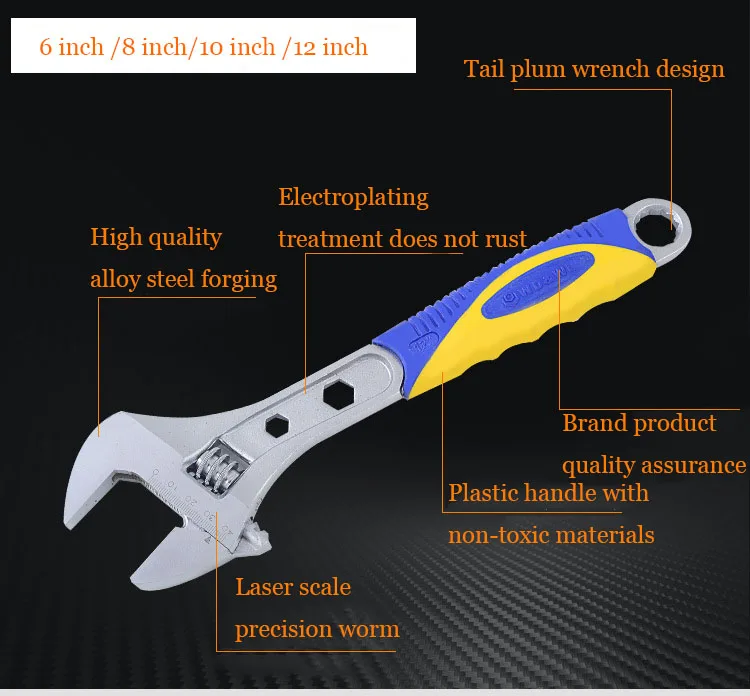 " 10" 1" Хромированный ванадиевый ключ Многофункциональный Трещоточный ключ большое открытие разводной гаечный ключ для инструментов для ремонта Aotu
