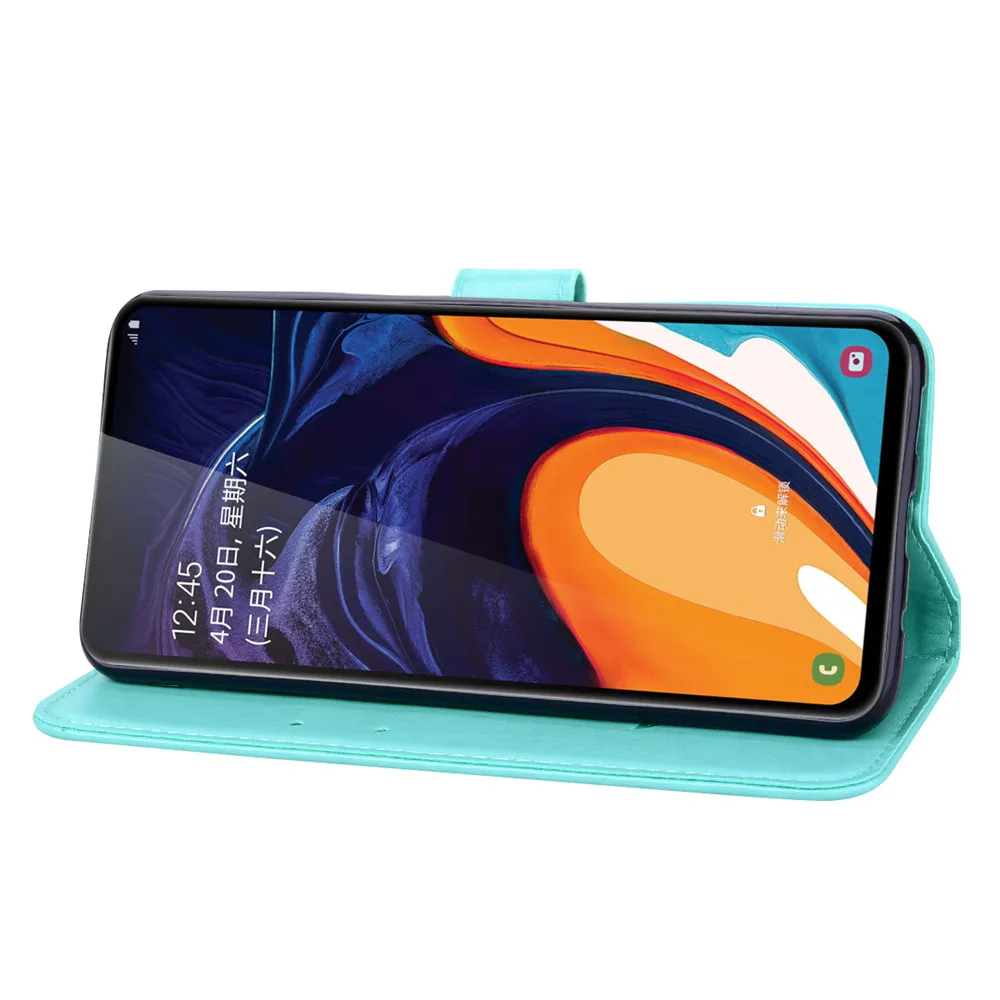 For Samsung Galaxy A60 Case Flip 6.3 inch 3D Flower Pattern Leather Wallet Case on for SAMSUNG Galaxy A60 A 60 SM-A6060 Cover